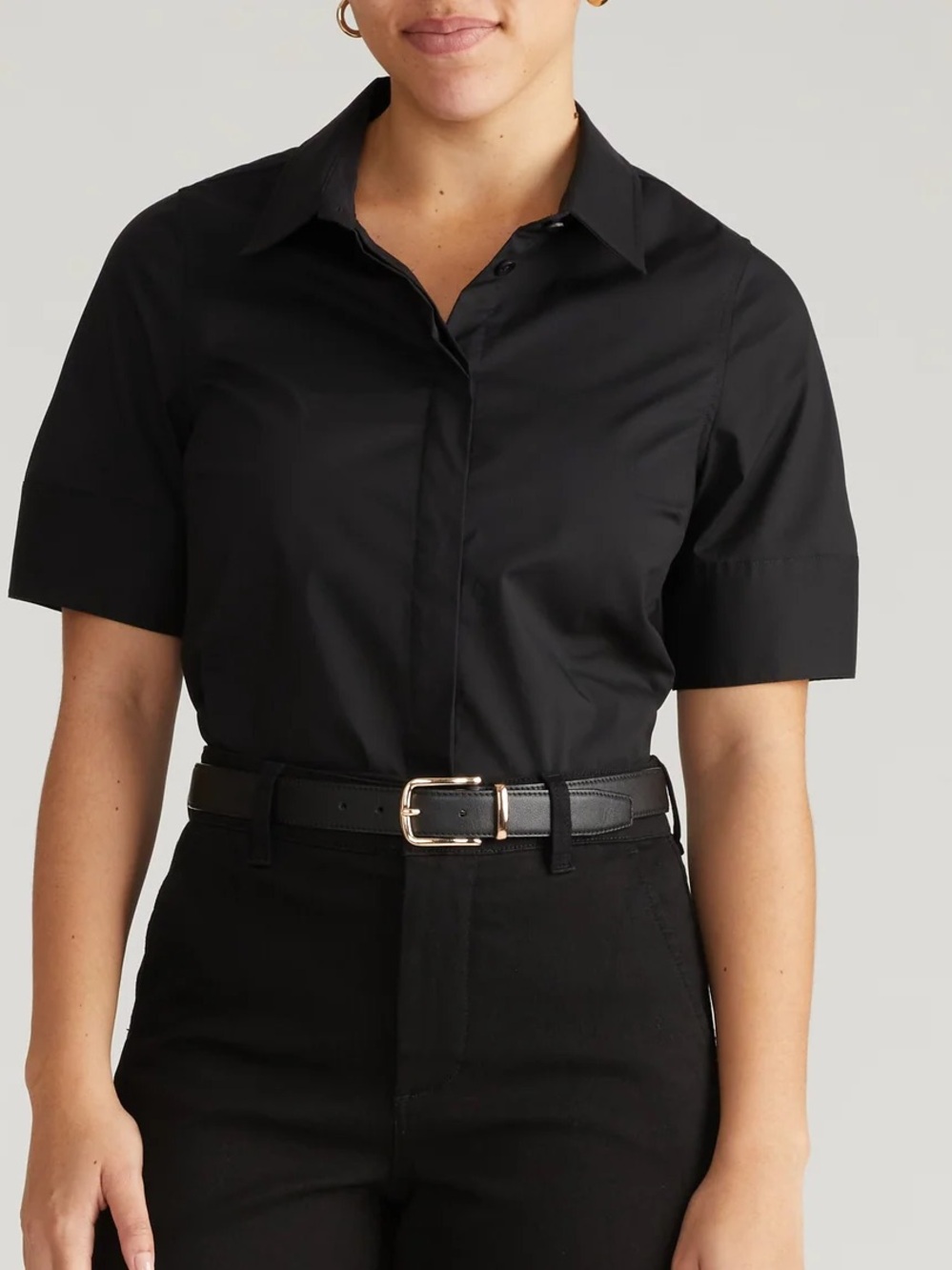 Elbe Stretch Poplin Short Sleeve Shirt - Black - 2XL - NWT